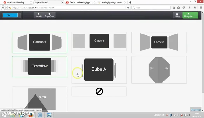 Visualizzare l'anteprima della presentazione e scegliere le transizioni tra le diapositive.