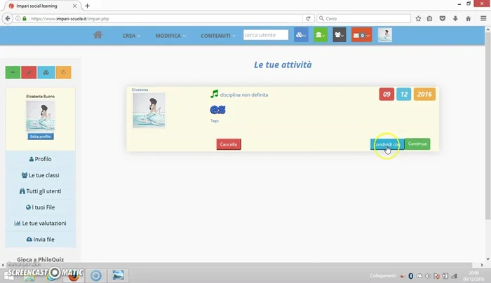 Condividere la presentazione con utenti specifici o classi.