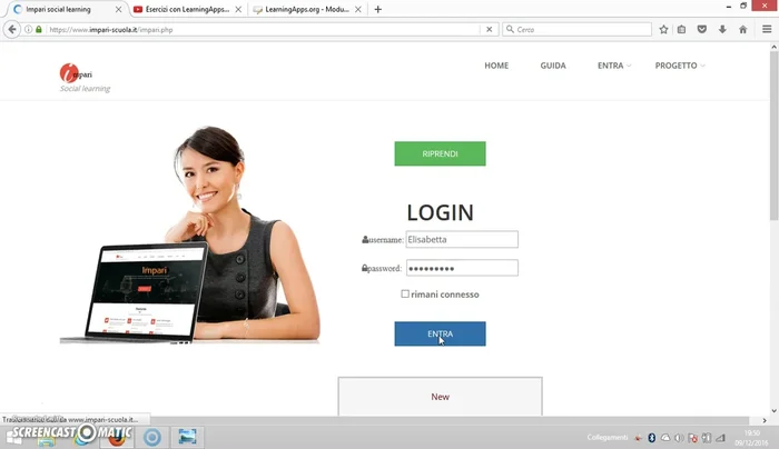 Accedere alla piattaforma Impari e effettuare la registrazione (se non già registrati).