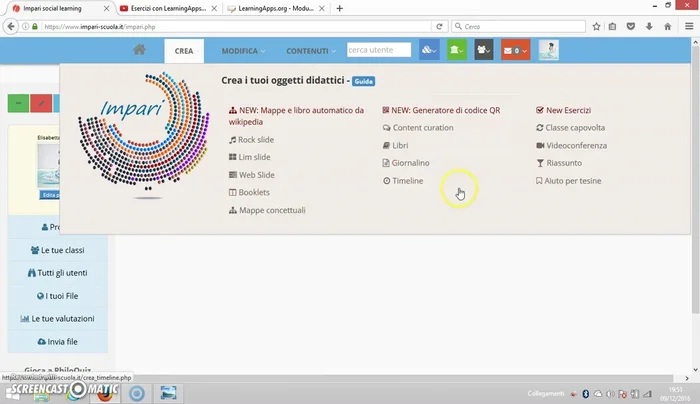 Cliccare su 'Crea' e selezionare 'Slides' per iniziare a creare una nuova presentazione.
