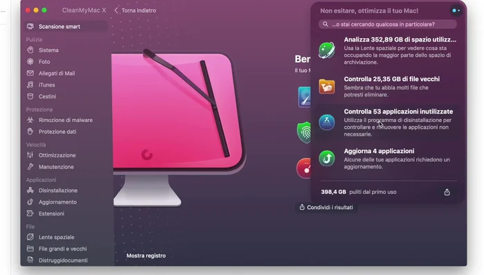 Disinstalla app completamente: