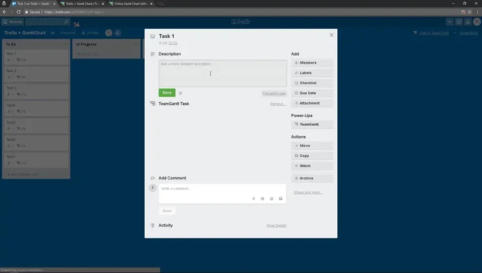 Aggiungi dettagli alle attività (percentuale di completamento, data di inizio/fine, dipendenze).