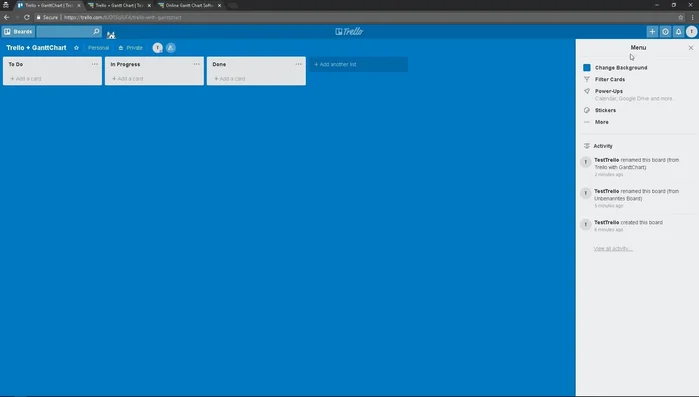 Clicca su 'Modifica impostazioni Power-up', poi sul pulsante per collegare il tuo account TeamGantt.
