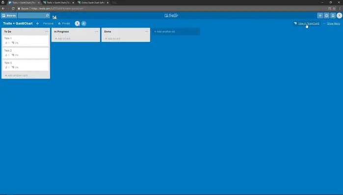Visualizza il diagramma di Gantt in TeamGantt cliccando su 'Visualizza in TeamGantt'.