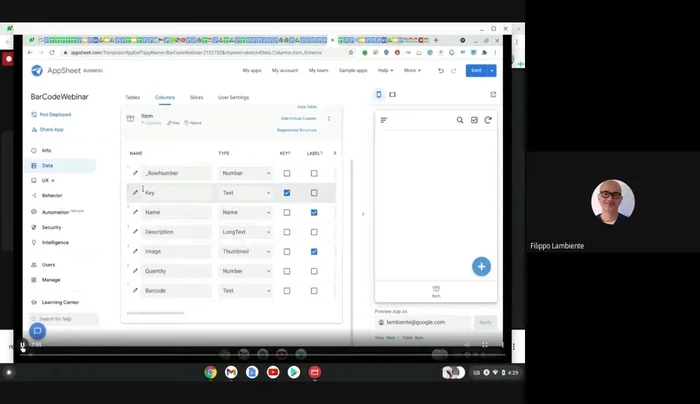 Abilitare la funzionalità di scansione del codice a barre selezionando la proprietà 'barcode' e impostando le proprietà di scansione appropriate.