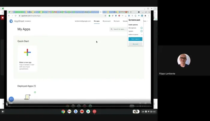 AppSheet genera automaticamente un'applicazione base per la gestione della lista degli item.