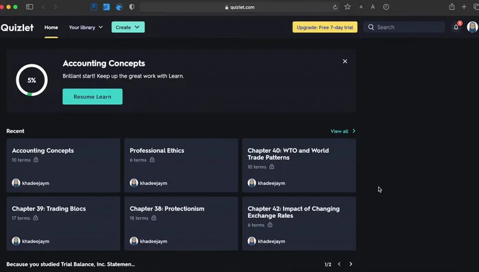 Organizza i tuoi set di studio per argomento in cartelle e classi.