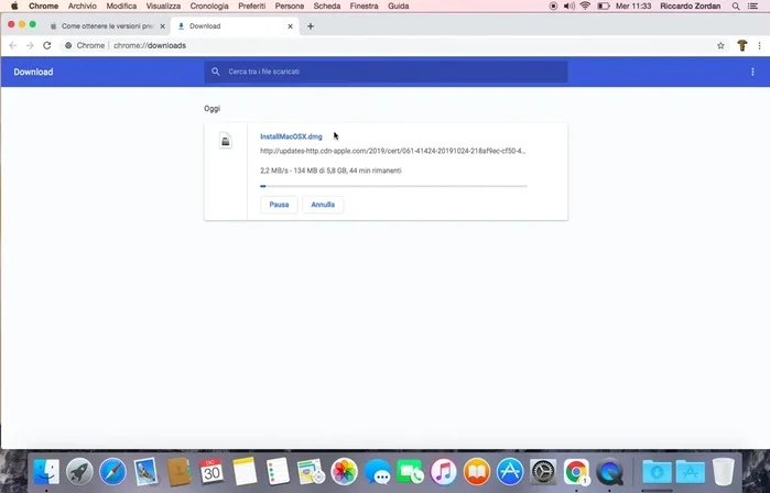 Una volta scaricato il file .dmg, aprirlo e seguire le istruzioni per l'installazione.