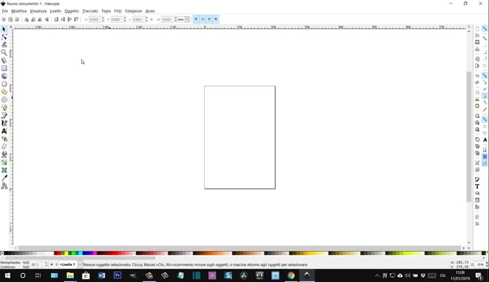 Aprire Inkscape e creare un nuovo documento con dimensioni simili all'immagine raster da vettorializzare (tenendo conto della risoluzione, ad esempio 839x1120 pixel).