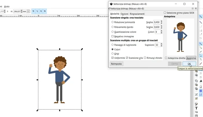 Cliccare su 'OK' per applicare la vettorializzazione.