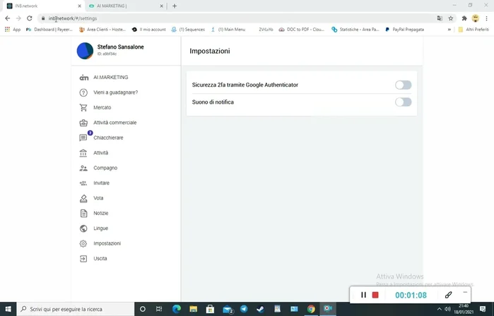 Scansiona il codice QR visualizzato su BNetwork con Google Authenticator per associare l'app al tuo account.