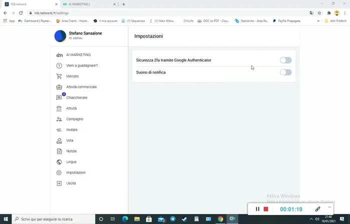 Scansiona il codice QR visualizzato su BNetwork con Google Authenticator per associare l'app al tuo account.