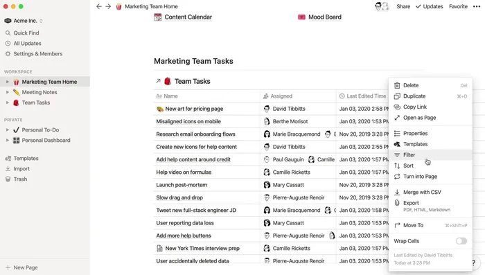 Utilizza viste e tipi personalizzati per organizzare al meglio le informazioni nel database collegato.