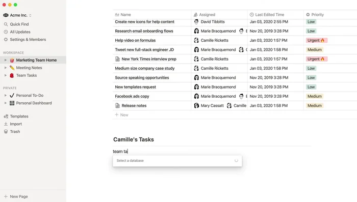 Utilizza viste e tipi personalizzati per organizzare al meglio le informazioni nel database collegato.
