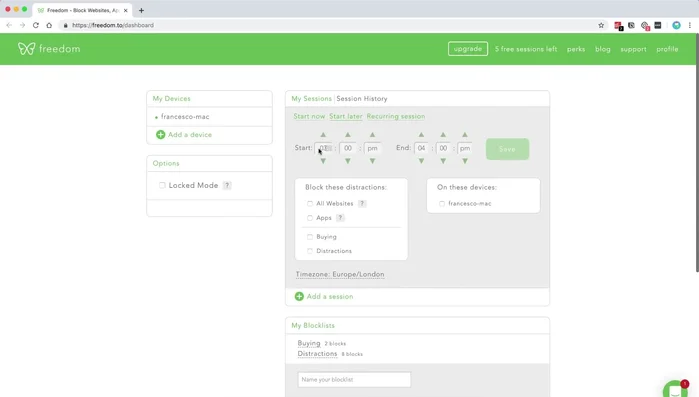 Gestire le eccezioni (siti web o app da escludere dal blocco).