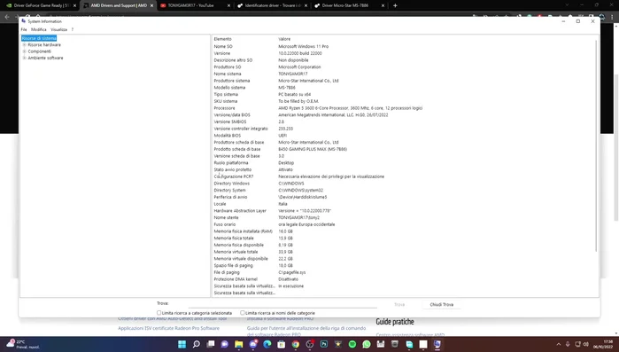 Utilizza lo strumento 'System Information' (o Gestione dispositivi) per identificare il modello preciso della tua scheda video e processore per scaricare i driver corretti.