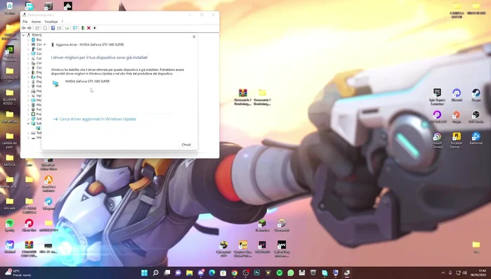 Se necessario, aggiorna manualmente i driver tramite 'Gestione dispositivi' -> 'Aggiorna driver' -> 'Cerca automaticamente driver'.