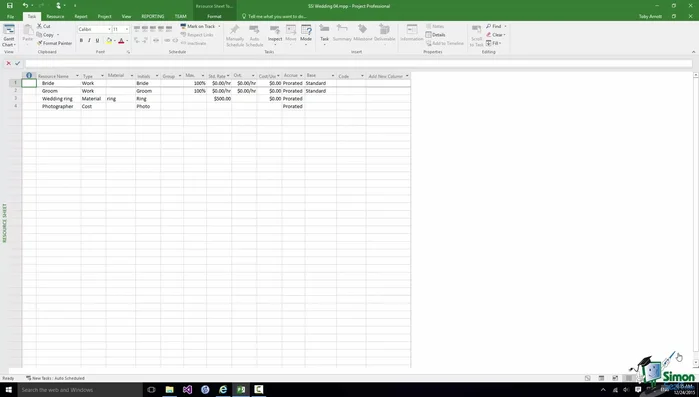 Aprire il diagramma di Gantt.