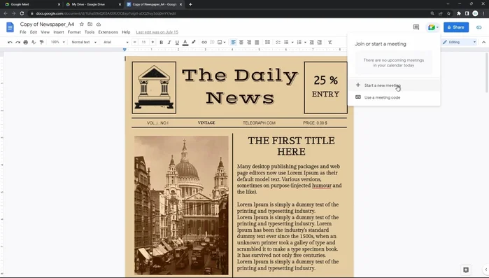 Avvia la riunione e condividi il link con i partecipanti.
