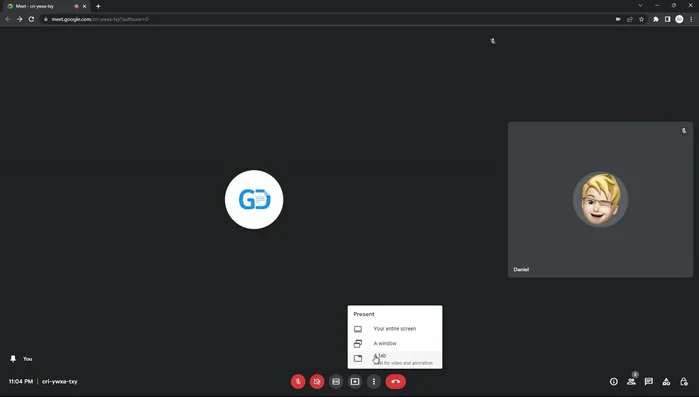 Scegli tra 'intero schermo', 'una finestra' o 'una scheda specifica'.