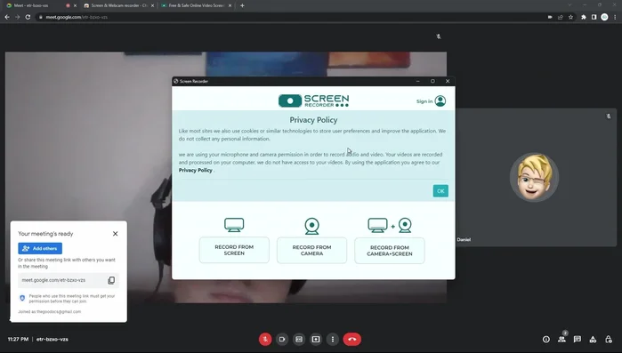 Seleziona l'audio da registrare (sistema, microfono o entrambi).
