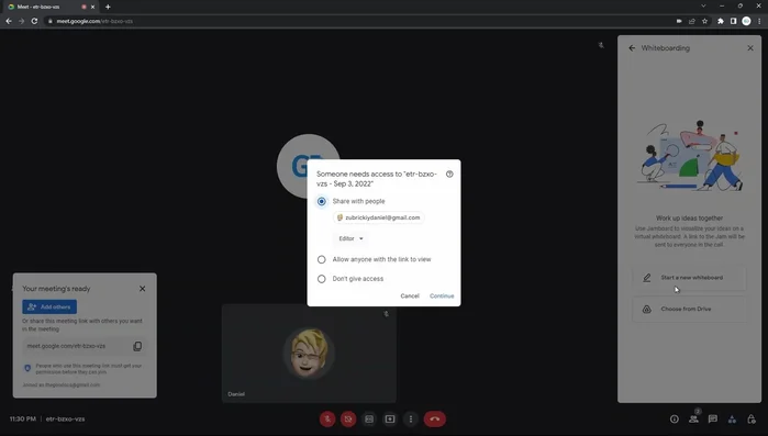 Inizia una nuova lavagna e scegli il tipo di accesso (modifica pubblica o solo visualizzazione).
