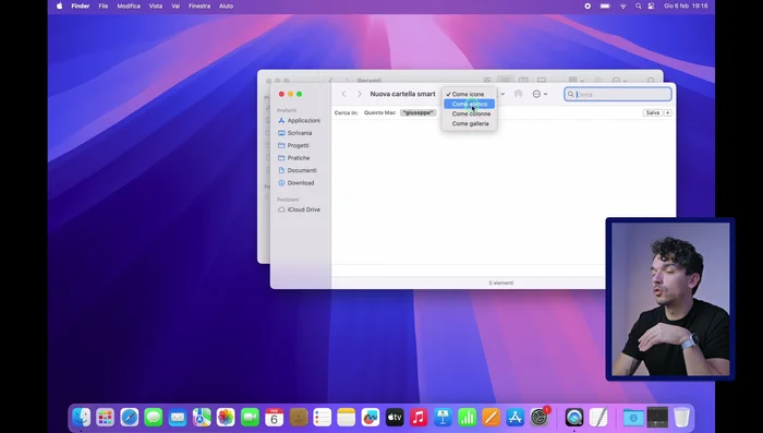 Crea una cartella Smart personalizzata per i file recenti, filtrando per tipologia.