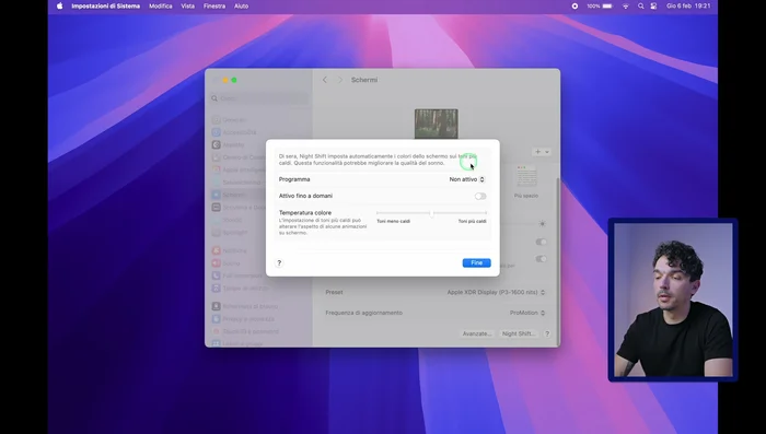 Attiva Night Shift per una migliore esperienza serale.
