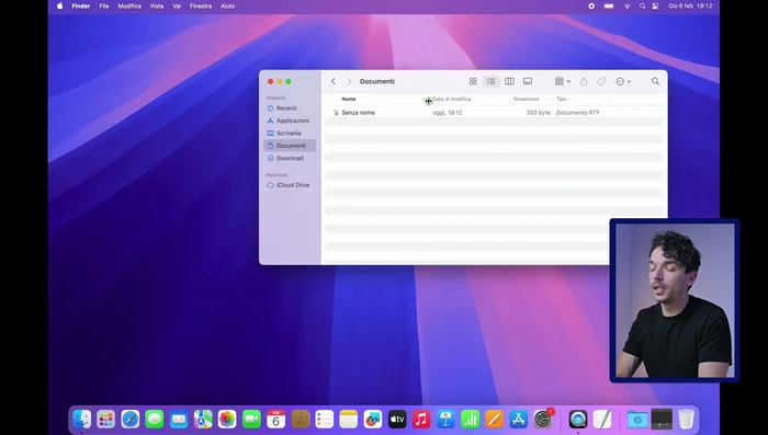 Modifica la visualizzazione dei file nel Finder: organizza per data di modifica, raggruppa per tipologia e regola la dimensione delle colonne.