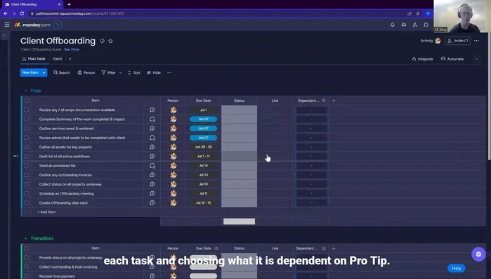 Esaminare ogni attività e impostare le dipendenze selezionando da cosa dipende.