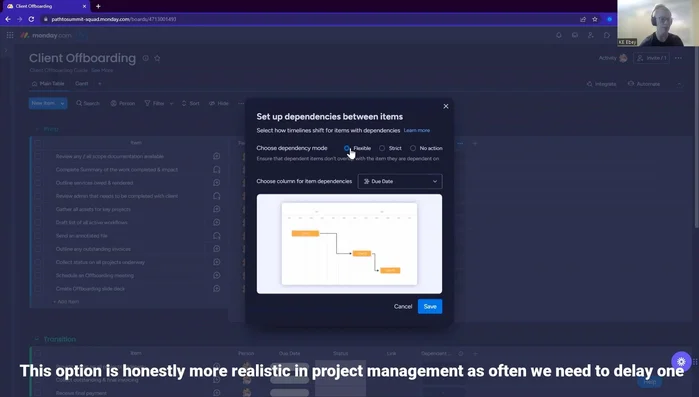 Scegliere la modalità di dipendenza 'Flessibile'.