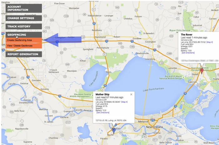 Una volta soddisfatti della posizione e dimensione del Geofence, premere 'Invia'.