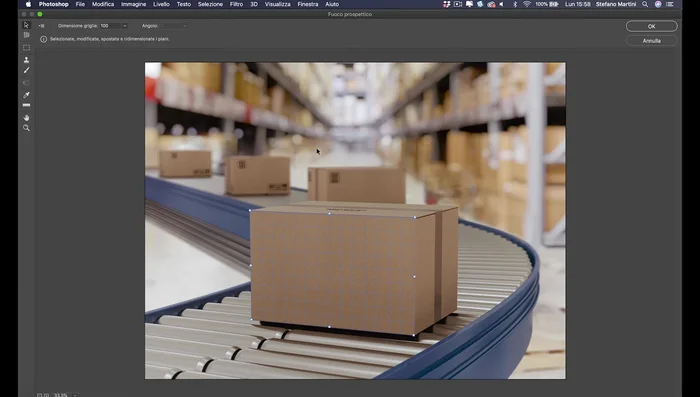 Trascinare le maniglie per ridimensionare e adattare la grafica alla prospettiva.