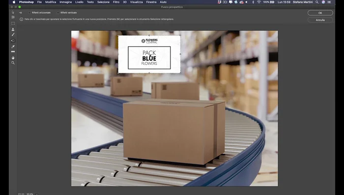 Trascinare le maniglie per ridimensionare e adattare la grafica alla prospettiva.