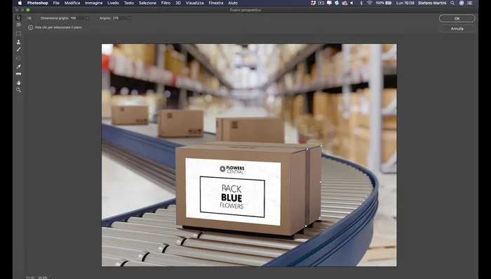 Incollare la grafica nel piano prospettico laterale e ridimensionare.