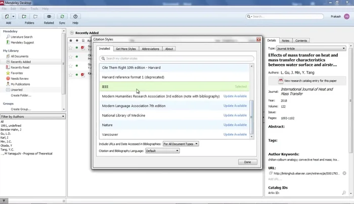Utilizza il plugin Mendeley per Word per inserire la citazione e la bibliografia.