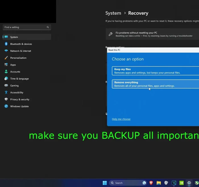 Reimpostare il PC (come ultima risorsa)