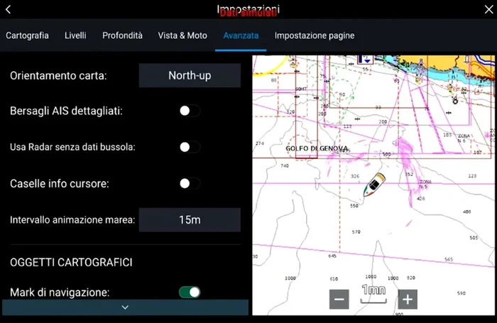Configurare l'utilizzo del radar senza pilota automatico o bussola elettronica, utilizzando il dato di prua dal GPS.