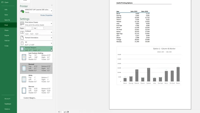 Modifica dell'orientamento: passa da orientamento verticale a orizzontale se necessario.