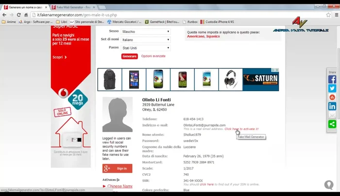 Copia l'indirizzo email generato.