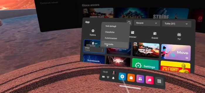 Disinstalla il gioco dal visore.