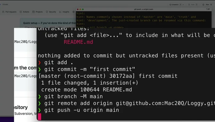 Invia le modifiche a GitHub: `git push -u origin main`