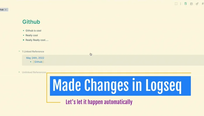 Modifica e salva il tuo grafico Logseq. Le modifiche verranno automaticamente sincronizzate con GitHub grazie al comando `git pull` ed alle impostazioni di auto-commit.