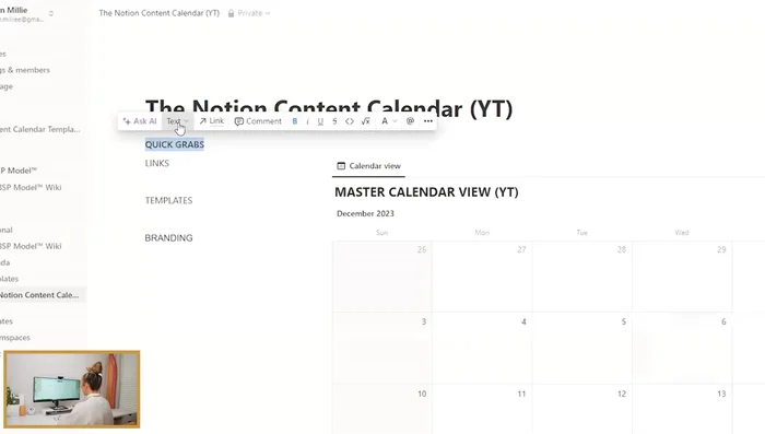 Crea una sezione "Acquisizioni Rapide" per link utili (YouTube, Instagram, modelli, ecc.).